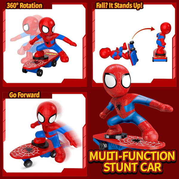 NQD Spider Kauko-ohjattava auto, ladattava RC Stunt Skeittilauta lelu 360° pyörimisellä ja kaatumisen esteellä, RC autot syntymäpäivälahja