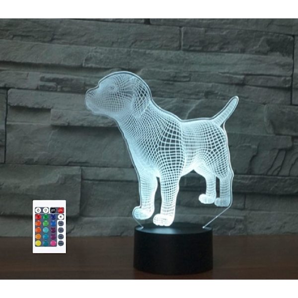 3D Valp Fjärrkontroll 16 Färger Nattlampor Illusion Akryl LED Bord Sänglampa Barn Sovrum Skrivbords Dekoration Födelsedagspresenter Leksak för Barn