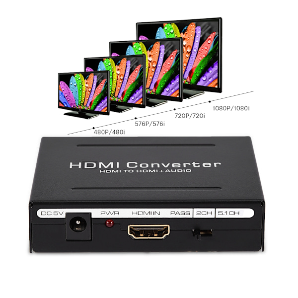 Mini HDMI till HDMI Audio SPDIF Vänster och Höger Kanal 1080P HD Video Konverter Box