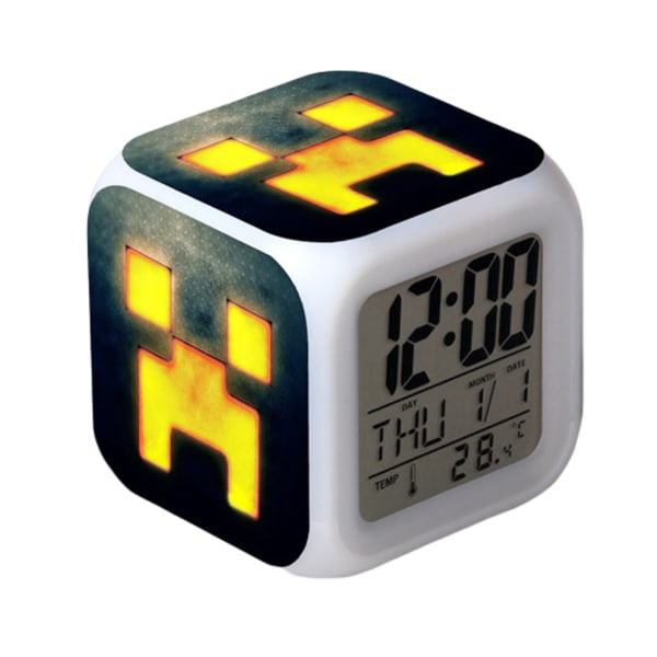 Wekity Anime  Vækkeur One Piece LED Firkantet Ur Digital Vækkeur med Tid, Temperatur, Alarm, Dato