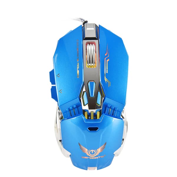 zerodate X800 3200 DPI LED-lys kablet USB programmerbar spillmus mus blå