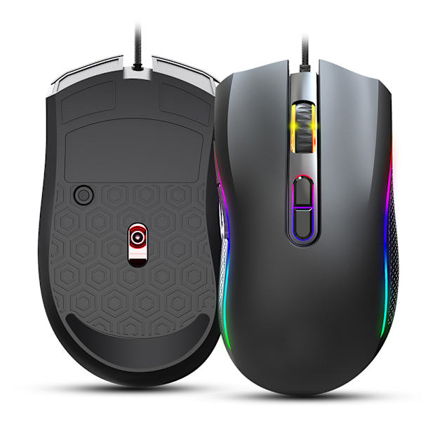 HXSJ A869RGB LED-lys 7200DPl USB Plug and Play Mekanisk Makro Defineret Gaming Mus