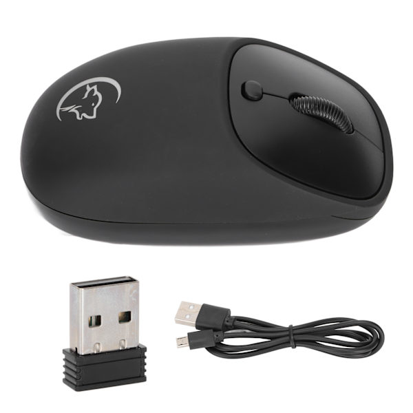 Trådløs mus 2.4G trådløs tre hastighed DPI ergonomisk design mute gaming kontormus sort