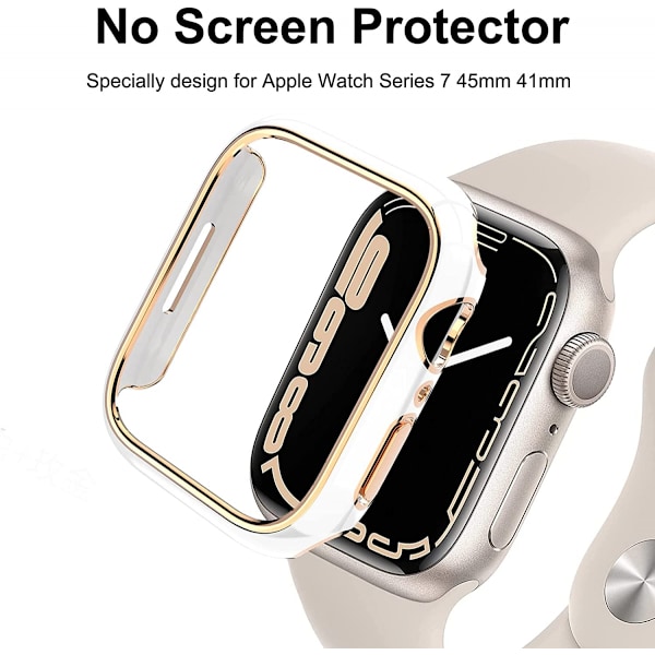 Til Apple Watch Series 7 45mm, Hard Plated PC Frame Case Slim All-Around Bumper Case til Apple Watch Series 7 （rose gold white）