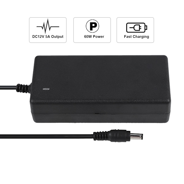 60W 12V/5A Hurtiglader AC-adapter med LED Anti-interferens Hurtiglader Strømadapter