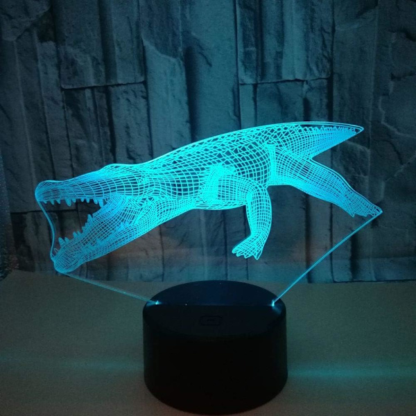 Krokodil 3D 16 Färgbytande Nattlampa Färgglad Touch Fjärrkontroll 3D LED Visuell Lampa Sovrum Sängbord Dekoration Födelsedag Julgåvor