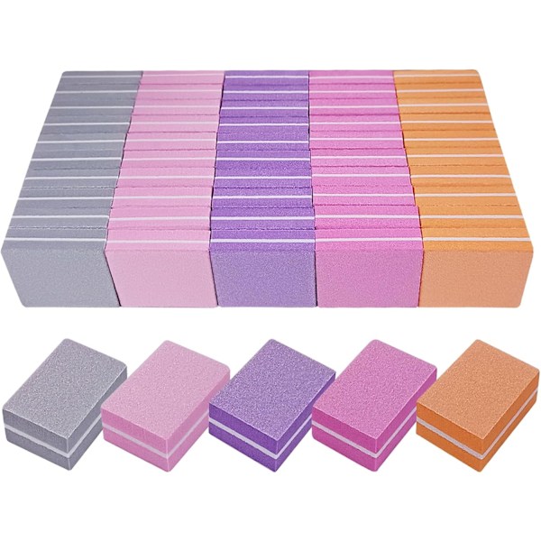 Nagelbuffertar (50-pack), Mini Buffer Block Nagelfil för Akrylnaglar och Naturliga Naglar, 100/180 Grit Nagelbuffer Block Bulk Buffning