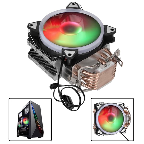 12cm 3Pin Computer PC Køling Heatsink Fan CPU Køler Led Køler Fan med 6 Kobberrør