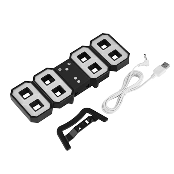 3D LED Digital Væg Alarmur med 3 Lysstyrkeniveauer Snooze-funktion 12/24H Display 3-farver