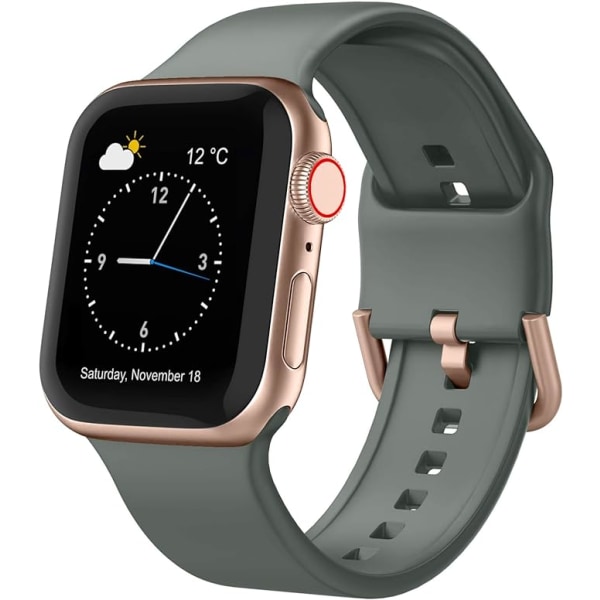 Applen watch ranneke pehmeä silikoni Sports Wristband -vaihtoranneke, sopii koko Iwatch-sarjaan (Olive Green 42/44/45mm)