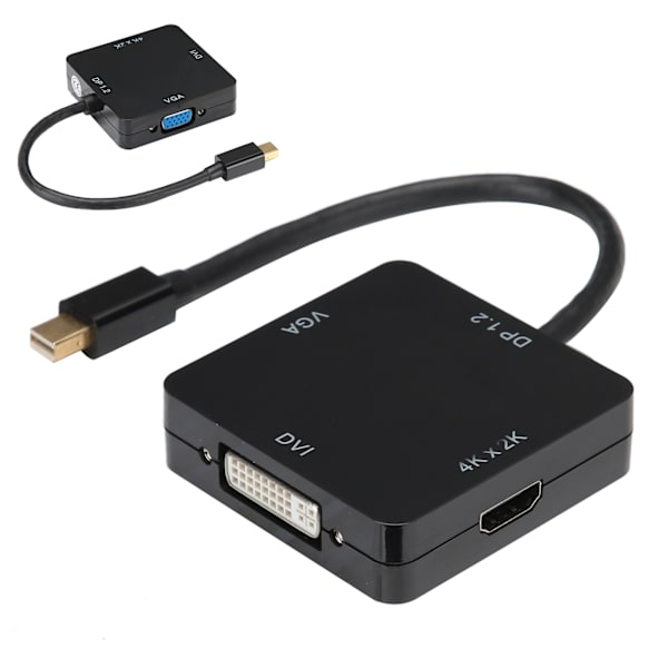 3-i-1-adapter Mini DP till HDMI/VGA/DVI-kabel med hög upplösning och anti-interferens