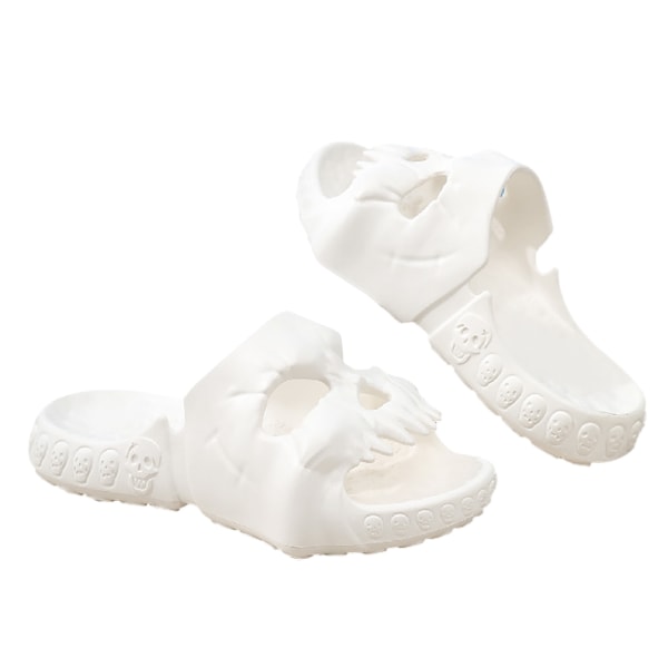 Herr Skull Slide Tofflor EVA Tjock Sula Antihalk Mjuka Skull Slide Tofflor för Sommar Utomhus White 40/41