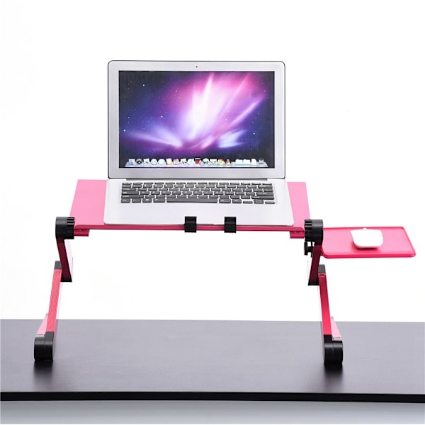 360° Justerbar Foldbar Bærbar Computer Bord Stativ Holder m/ Køling Dobbelt Vifte Mus Boad Rose Rød