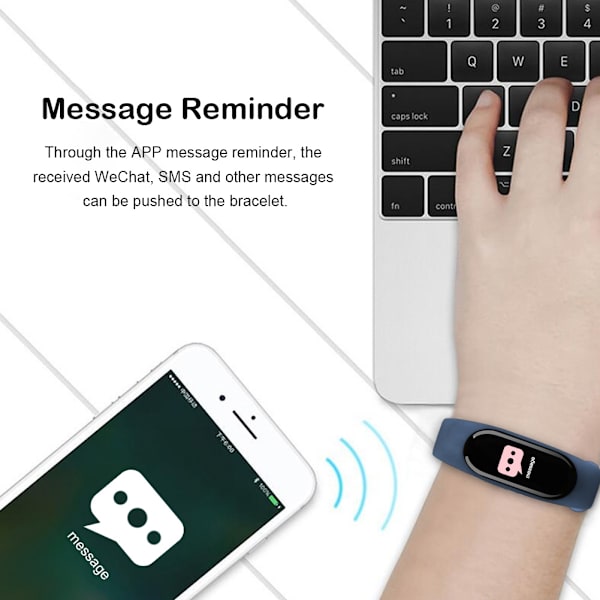 Bluetooth Smart Armbåndsur Hjertefrekvens Fitness Tracker Hjertefrekvens Blodtryk (Mørkeblå)
