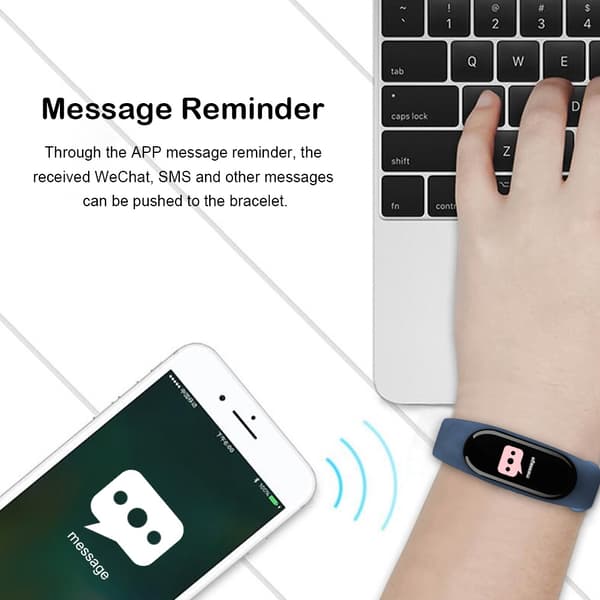Bluetooth Smart Armbåndsur Hjertefrekvens Fitness Tracker Hjertefrekvens Blodtrykk (Mørk blå)