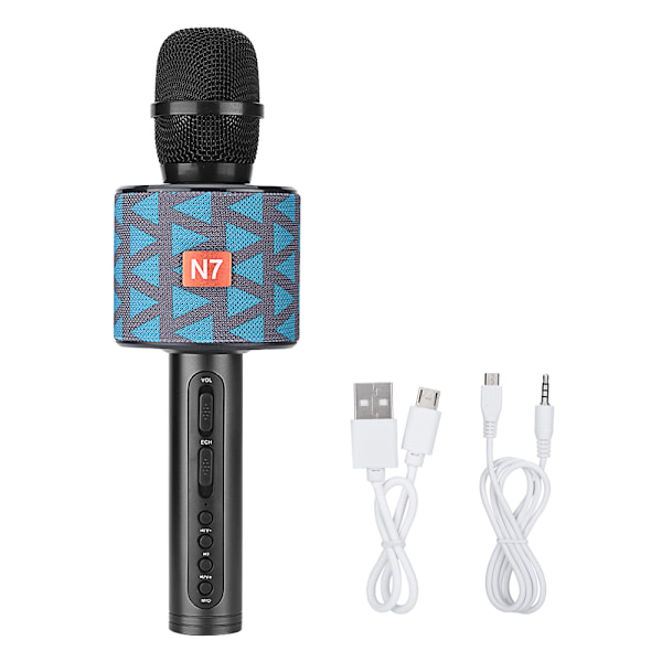 Echo Sound Effect Karaoke Bluetooth Mikrofon 4-timmars Sång Trådlös Karaoke Mikrofon -Blå