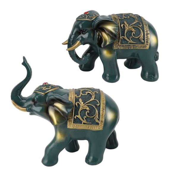 2 stk. Resin Elefant Deko Elefant Statue Hjem Indretning til Stue Studie Soveværelse Kontor Blue