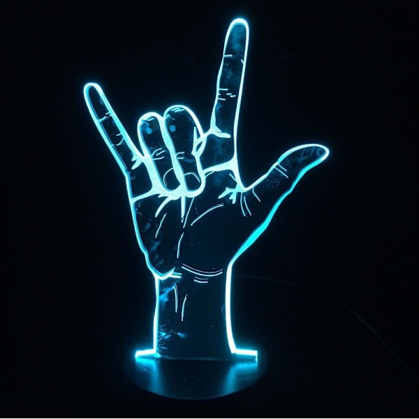 3D Optisk Illusion Jag Älskar Dig Teckenspråk LED Hologram Nattlampa USB-Driven Romantisk Alla Hjärtans Dag Fest Dekoration