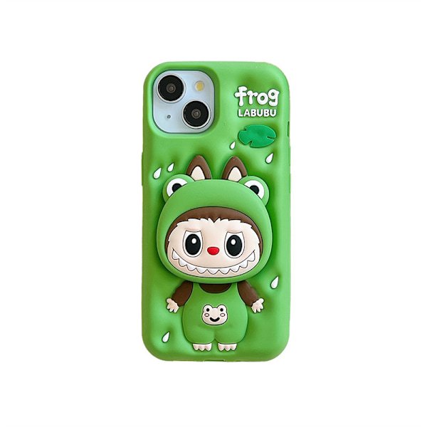 Labubu Grøn Frø 3D Cover: Bedårende til iPhone 11/12/13/14/15/16 Modeller iPhone12promax