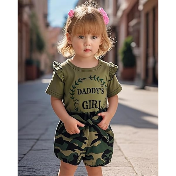 Baby Flickkläder Småbarn Flick Sommarkläder Skjortor Toppar Trasiga Denimshorts Set Små Flickkläder 12-18M