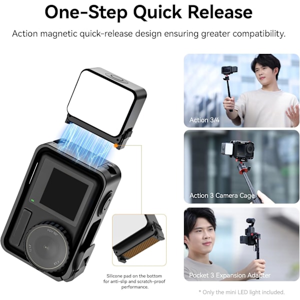 ULANZI LM18 Vlogging Lampa Mini LED Action Kamera Videolampa Magnetisk Fotobelysning för DJI Osmo Action 3/4 Kamerabur Tillbehör