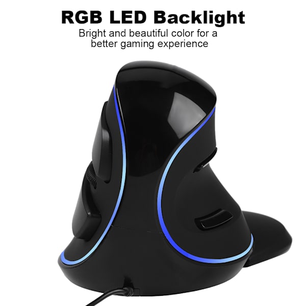 DELUX 618 Plus Vertikal Mus RGB LED Trådbunden Ergonomisk Gaming Mus USB För PC Blå Bakgrundsbelysning
