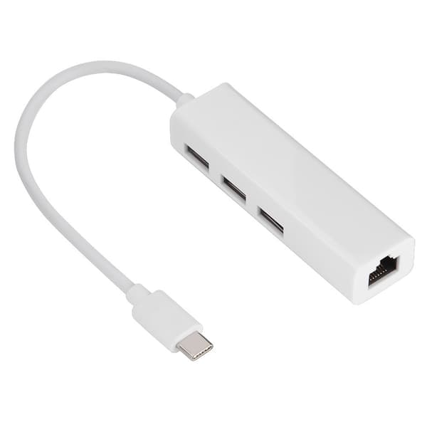 USB 3.0 HUB Type C til RJ45 Ethernet 3 porter USB-adapter