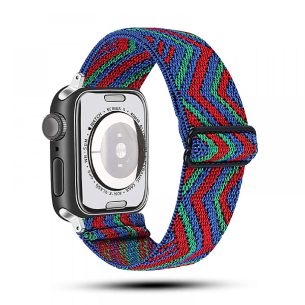 Apple Watch-rem justerbar elastisk nylon solo-ringrem, smartklokkereim i bohemsk stil (etnisk stil 17)