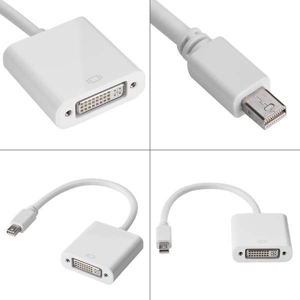 Mini DP DisplayPort til DVI HD Adapter Konverterkabel 0.2M Hvit