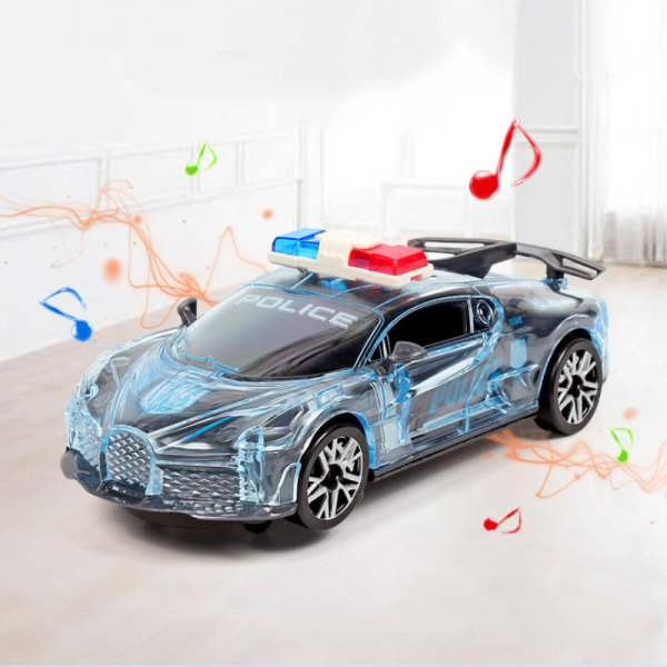 (To stykker) Elektrisk Universal Musikbil Glødende, Legetøjsgave Inertia Sports Car (Inertial Sports Car-Lighting Music-Gul)