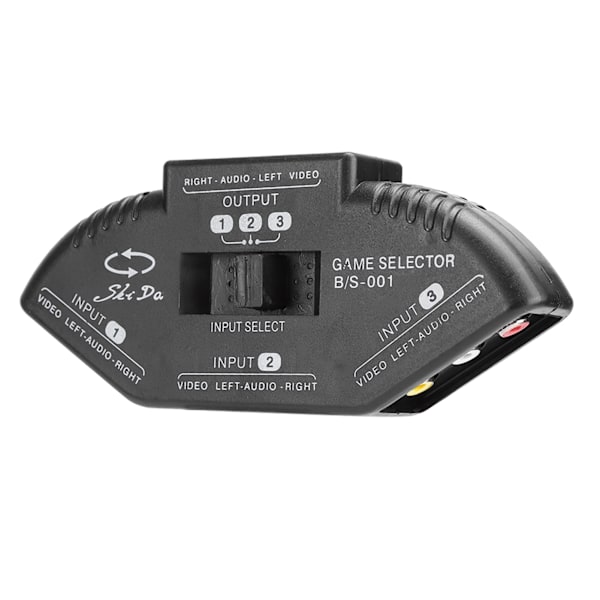 3 i 1 ut Audio Video RCA Splitter Svart Bryter Velger med AV-kabel for DVD VCD VCRBlack