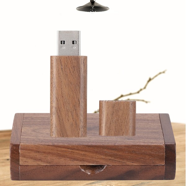 Valnød Træ Skal USB 2.0 Flash Hukommelse Drev Opbevaring Stick Med Boks U Disk (16G)