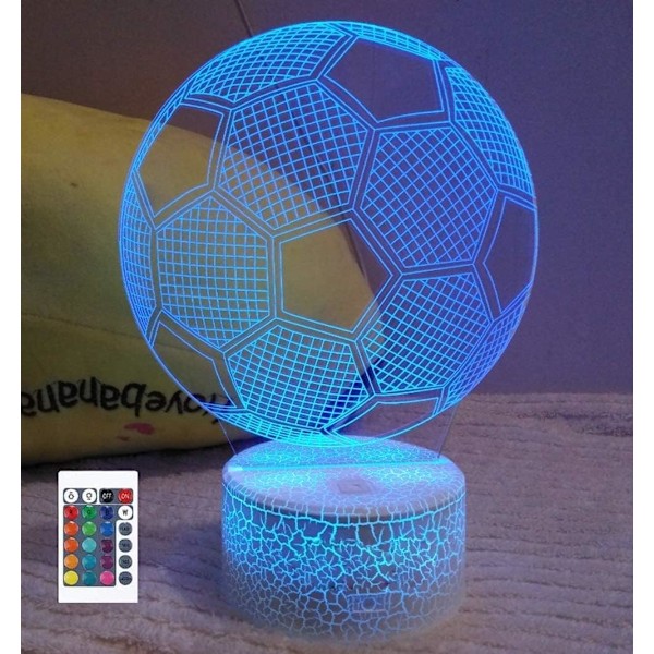 3D Fotball Fjernkontroll 16 Farger Nattlys Illusions Akryl LED Bord Nattbord Lampe Barn Soverom Skrivebord Dekor Bursdagsgaver Leke for Barn