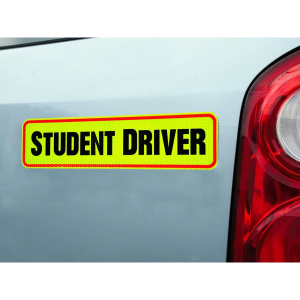 Student Driver Magnet Bil Skilt for Nybegynnere. Bedre enn et klistremerke eller støtfangerklistremerke (gjenbrukbar) Reflekterende Magnetisk Stor Fet Synlig