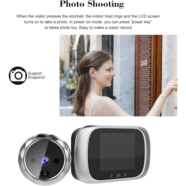 2,8 tommer LCD digital dørspion kighul dørkamera videodørklokke sæt digital dør overvågning med nattesyn/fotografering/indbygget hukommelse Silver