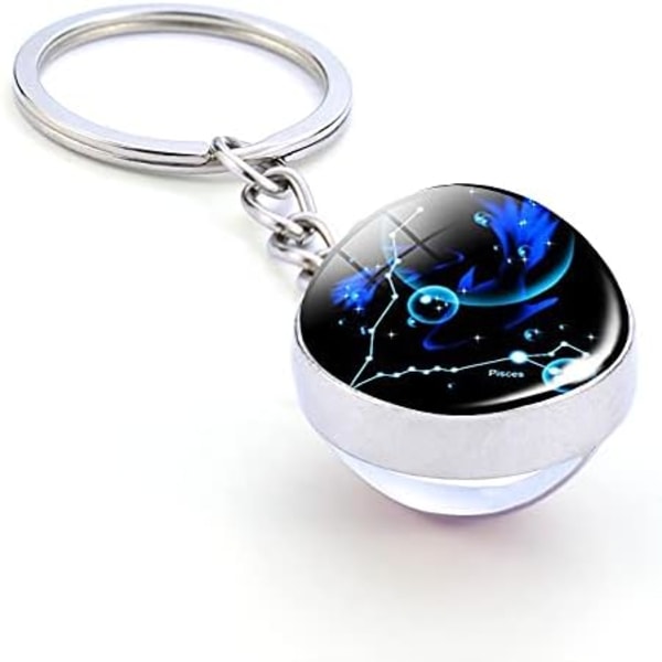 Zodiac 12 Constellation Glow In The Dark Creative Galaxy nyckelring Pisces-1