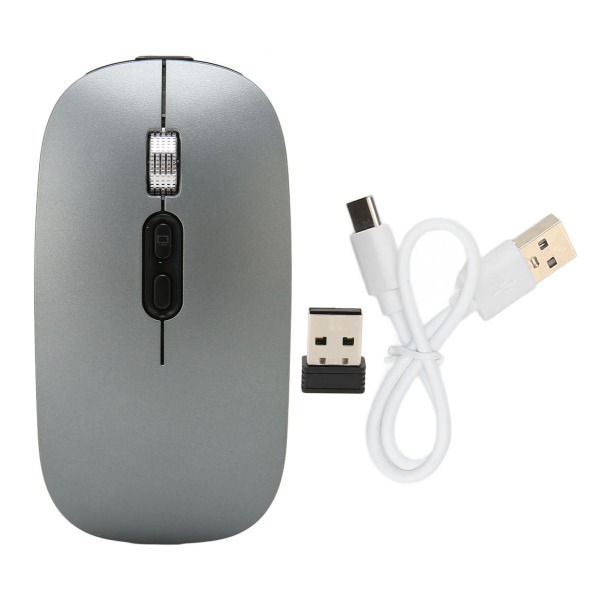 Bluetooth Mouse Silent Type C Laddning 2.4G trådlös mus med färgstarkt ljus för Macbook för Windows PC för telefon Dark Gray