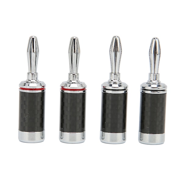 4Pcs Banana Plug Brass Chrome Plated Black Carbon Fiber Shell 6 Leaf Speaker Wire Terminal for 5mm Wire Diameter