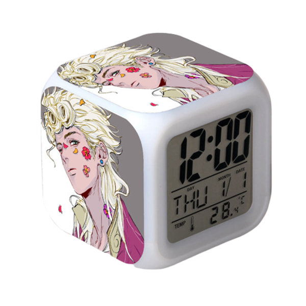 Wekity Anime -herätyskello yksiosainen LED-neliökello digitaalinen herätyskello, jossa on aika, lämpötila, herätys, päivämäärä