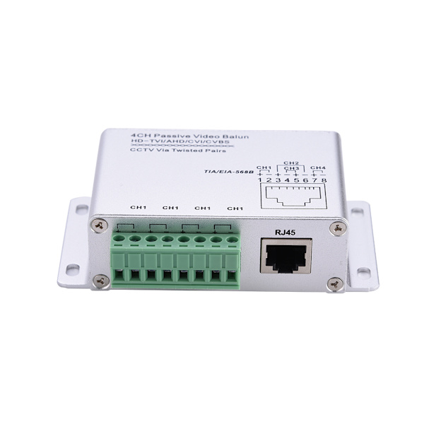 4-kanals RJ45 HD Passiv Video Balun HD-TVI/AHD/CVI/CVBS CCTV Via Twisted Pairs