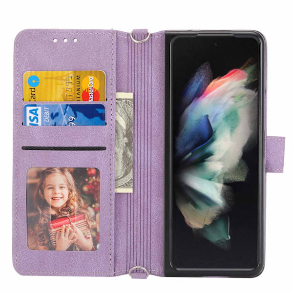 Kompatibel med Samsung Galaxy Z Fold 4 5G Plånboksfodral med Kortfack Flip PU Läder Prägling Fällbar Stötsäker Skyddande Skal
