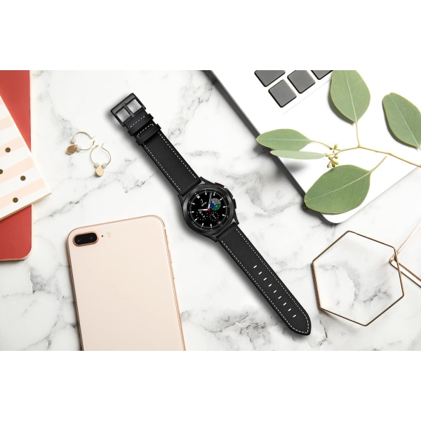 AVEKI Galaxy Watch 4 -ranneke 40mm 44mm/Galaxy Watch 4 Classic 46mm 42mm -ranneke, 20mm nahkaranneke naisille ja miehille Samsung Galaxy Watch Active 2/