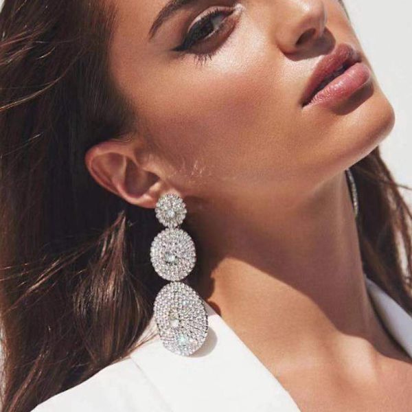 Valentine's Day gave bling rhinestone dusk øredobber dråpe øreringer krystall rhinestones dusk kjede dinglende øreringer kjede dusk dråpe øreringer gull