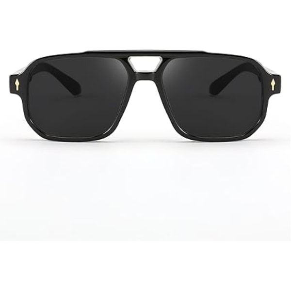 Retro Neliö Aviator Aurinkolasit Naiset Miehet, 70-luvun Pienet Vintage Suorakulmaiset UV400 Aurinkolasit B9120 Black Frame Black Lens