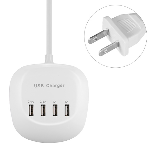 Kompakt AC100-240V 4-portars USB-snabbladdare Adapter Fickstorlek Resor Hemmakontor