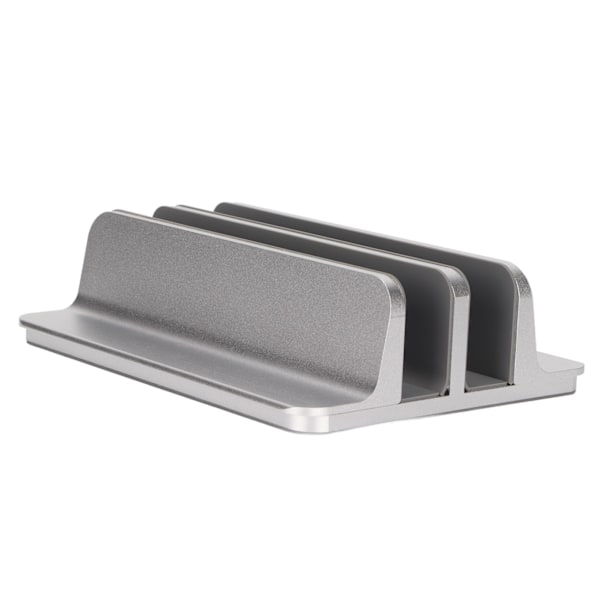 Bærbar computerholder Vertikal 2 slots Aluminiumlegering Justerbar bærbar computerstand til hjemmekontor Desktop Tablet Notebook