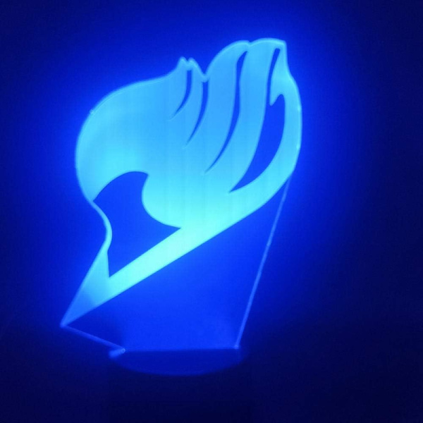 3D Nattlampa för Barn Pojkar Flickor 3D Lampa Anime Fairy Tail Natsu Dragneel och Erza Scarlet HugXmas Present Bord Led Lampa Sovrum 7 Färg Touch,AT