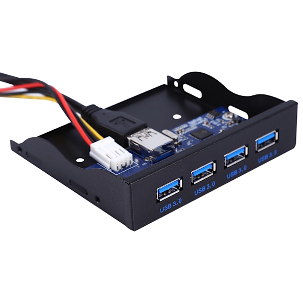 4 porter USB 3.0 metall floppy bay frontpanel hub utvidelse SATA strømkobling adapter