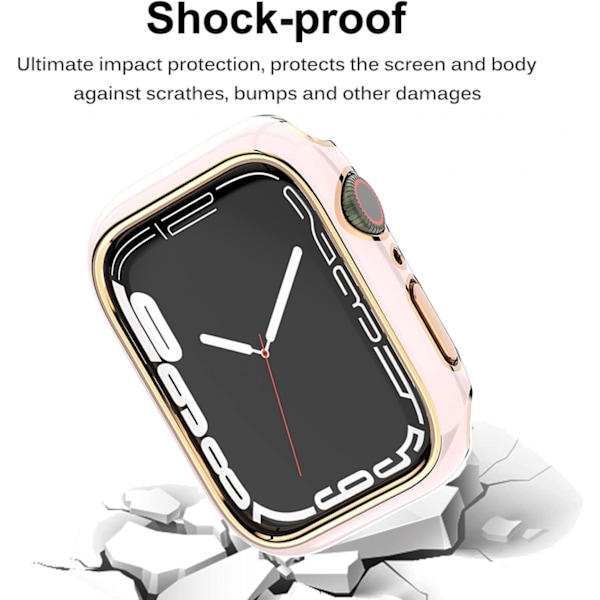 För Apple Watch Series 7 41mm, Pläterad Rigid PC Ram Case Slim All-Around Bumper Case för Apple Watch Series 7 （roséguld rosa）