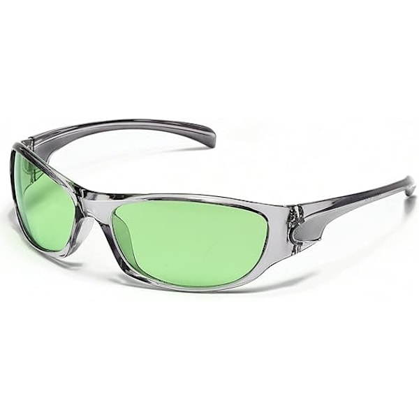 Wrap Around Y2k Sport Solbriller Goggle Nye Kvinner Menn 2000-talls Punk Speil Solbriller Kvinnelige Shades Briller UV400 Green